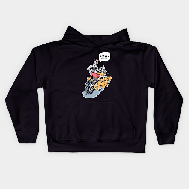 Bali Surfing Skeleton, Canggu Vibes Kids Hoodie by BaliChili